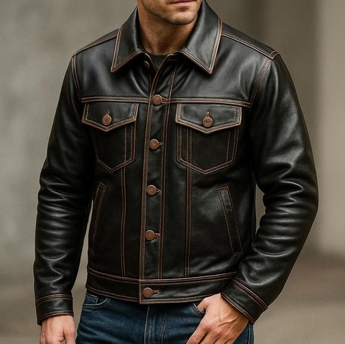 Men black genuine cowhide - men's,