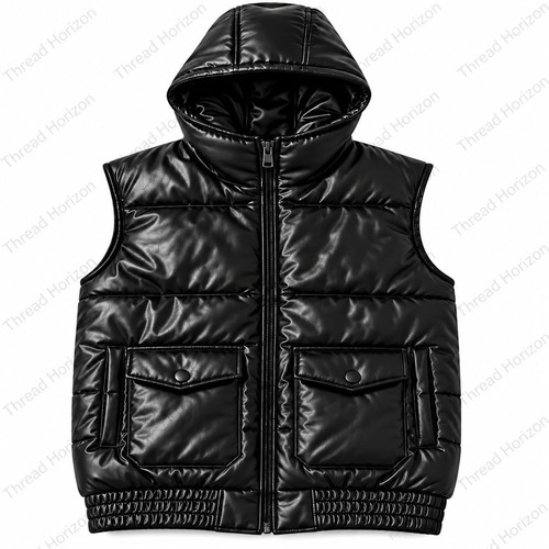 Men black leather - men's, hooded